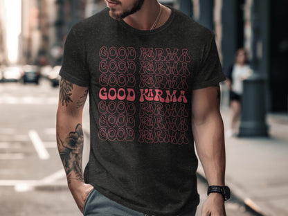 Good Karma Graphic Tee with Bold Typographic Design