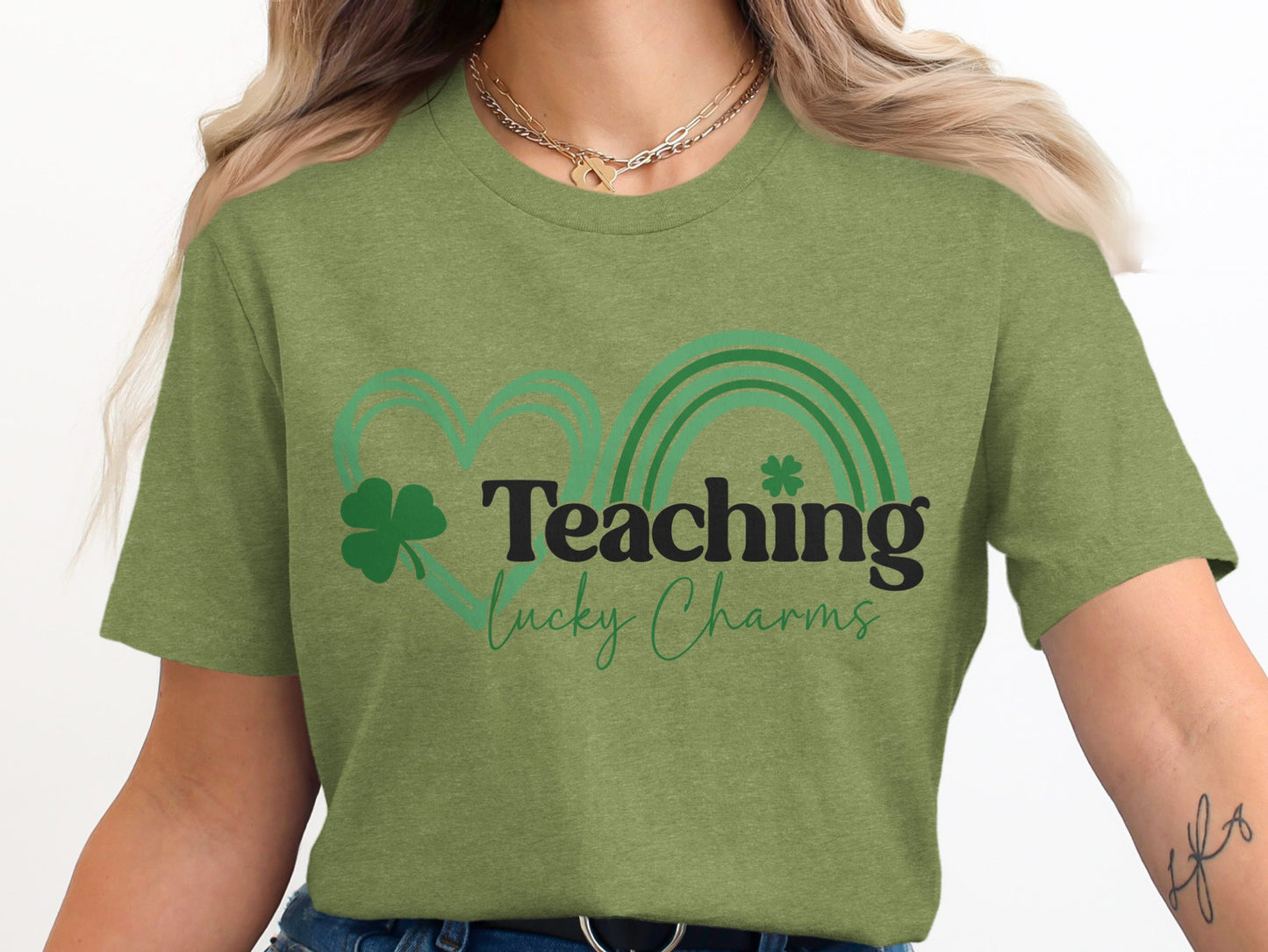 Teaching Lucky Charms Heart Clover Rainbow Shirt