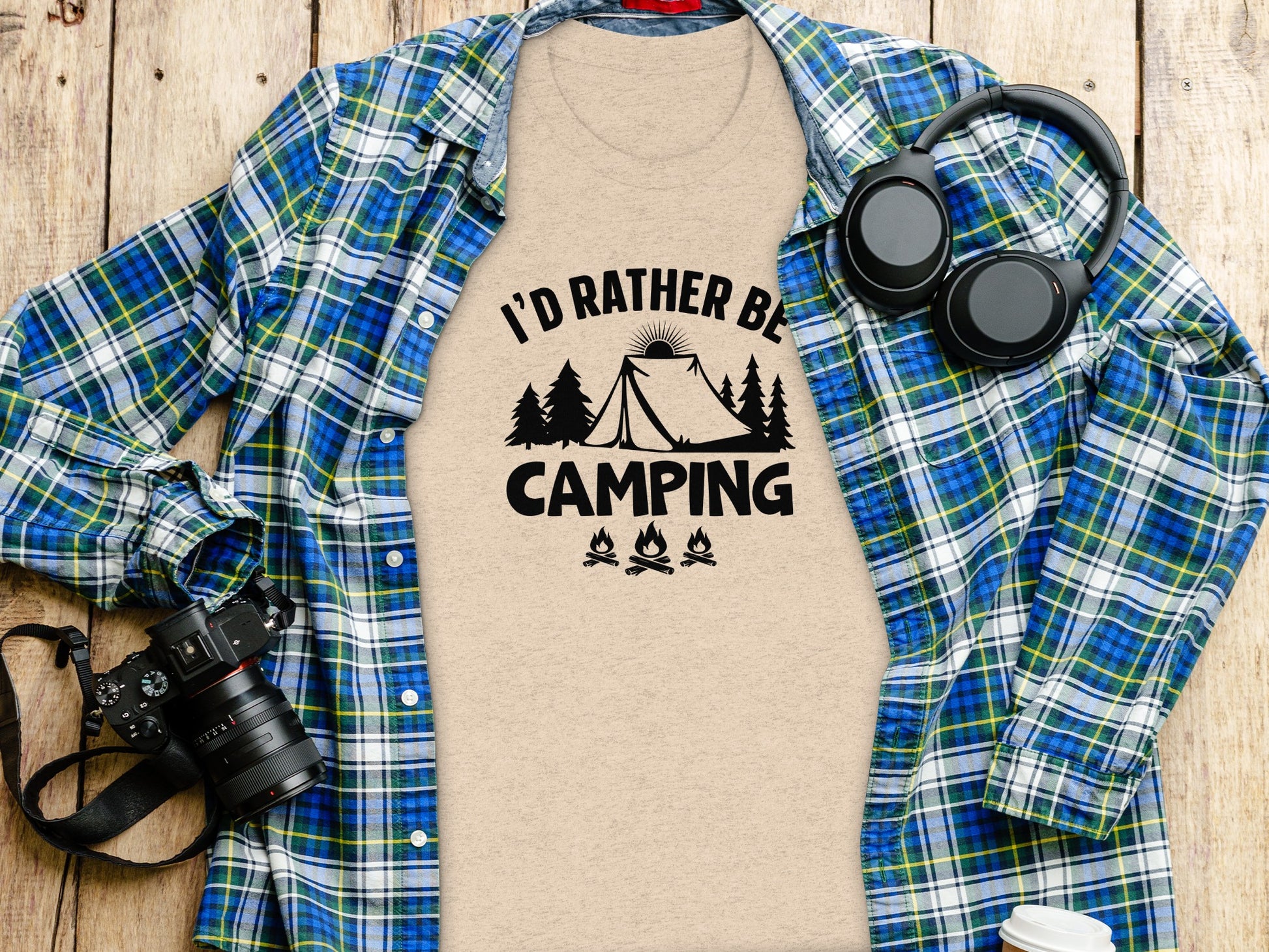 Id Rather Be Camping Tent Forest Fire Gift Idea T-Shirt T-Shirt - Outdoor & Adventure Collection - Mile Marker 16 Gear by Cloud 16 Clothing Co.