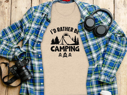 Id Rather Be Camping Tent Forest Fire Gift Idea T-Shirt T-Shirt - Outdoor & Adventure Collection - Mile Marker 16 Gear by Cloud 16 Clothing Co.