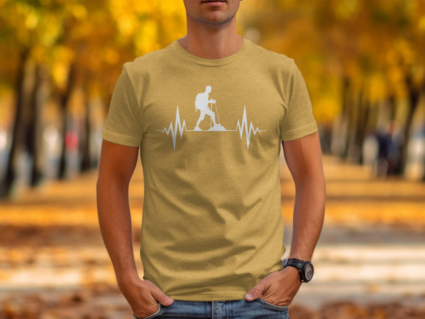 Hiking Heartbeat Outdoors Graphic Design Print T-Shirt T-Shirt - Outdoor & Adventure Collection - Mile Marker 16 Gear by Cloud 16 Clothing Co.