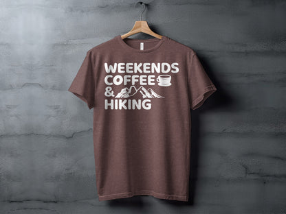 Weekends Coffee And Hiking Graphic Design Funny T-Shirt T-Shirt - Outdoor & Adventure Collection - Mile Marker 16 Gear by Cloud 16 Clothing Co.