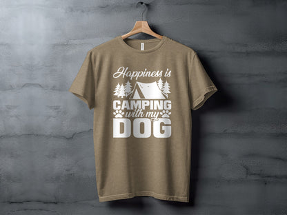 Happiness is Camping with My Dog Awesome Graphic T-Shirt T-Shirt - Outdoor & Adventure Collection - Mile Marker 16 Gear by Cloud 16 Clothing Co.