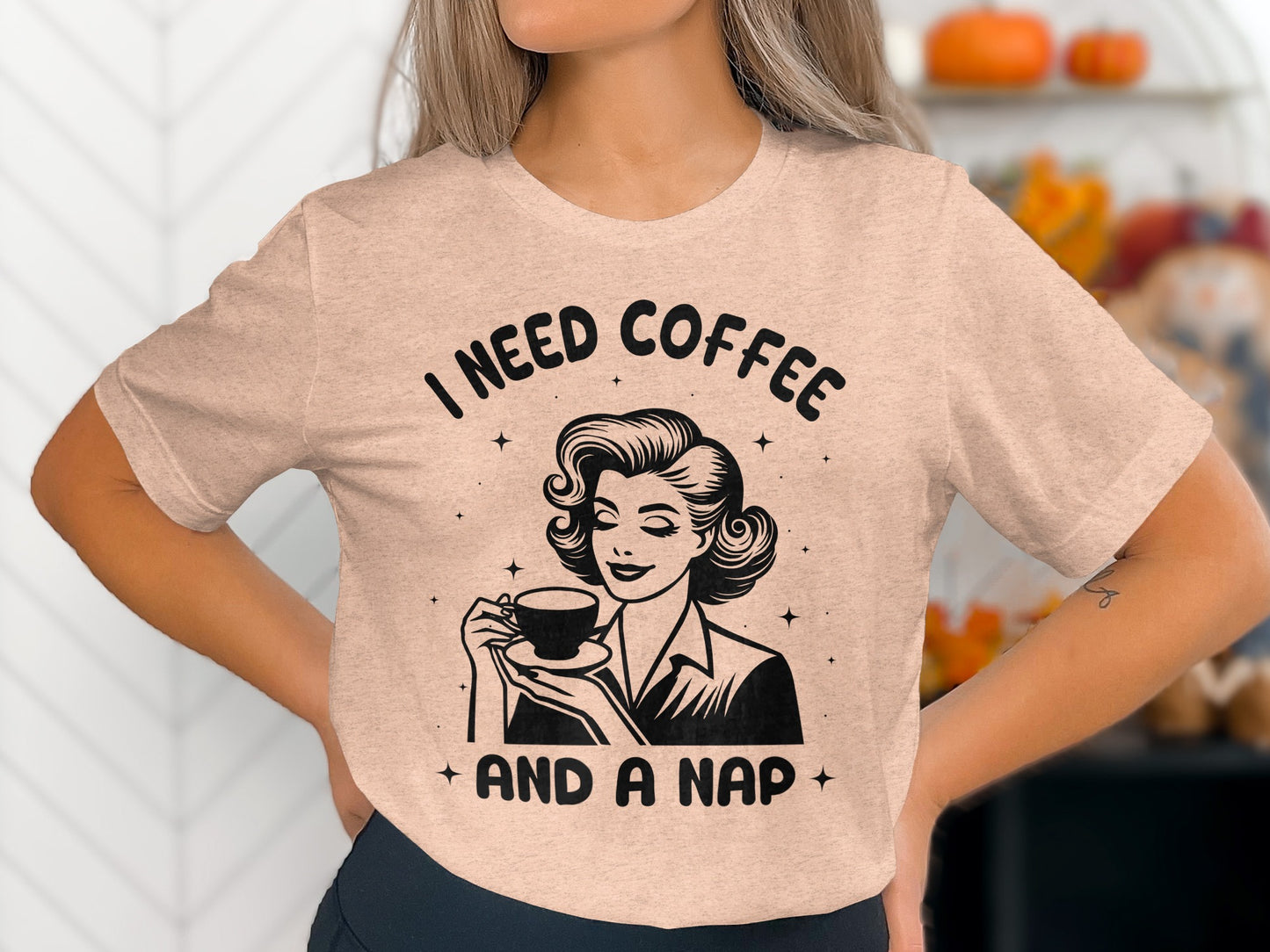 I Need Coffee And A Nap Fun Graphic T-Shirt