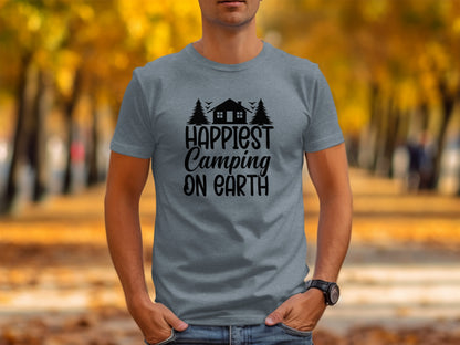 Happiest Camping on Earth Outdoorsy Cabin Life T-Shirt T-Shirt - Outdoor & Adventure Collection - Mile Marker 16 Gear by Cloud 16 Clothing Co.