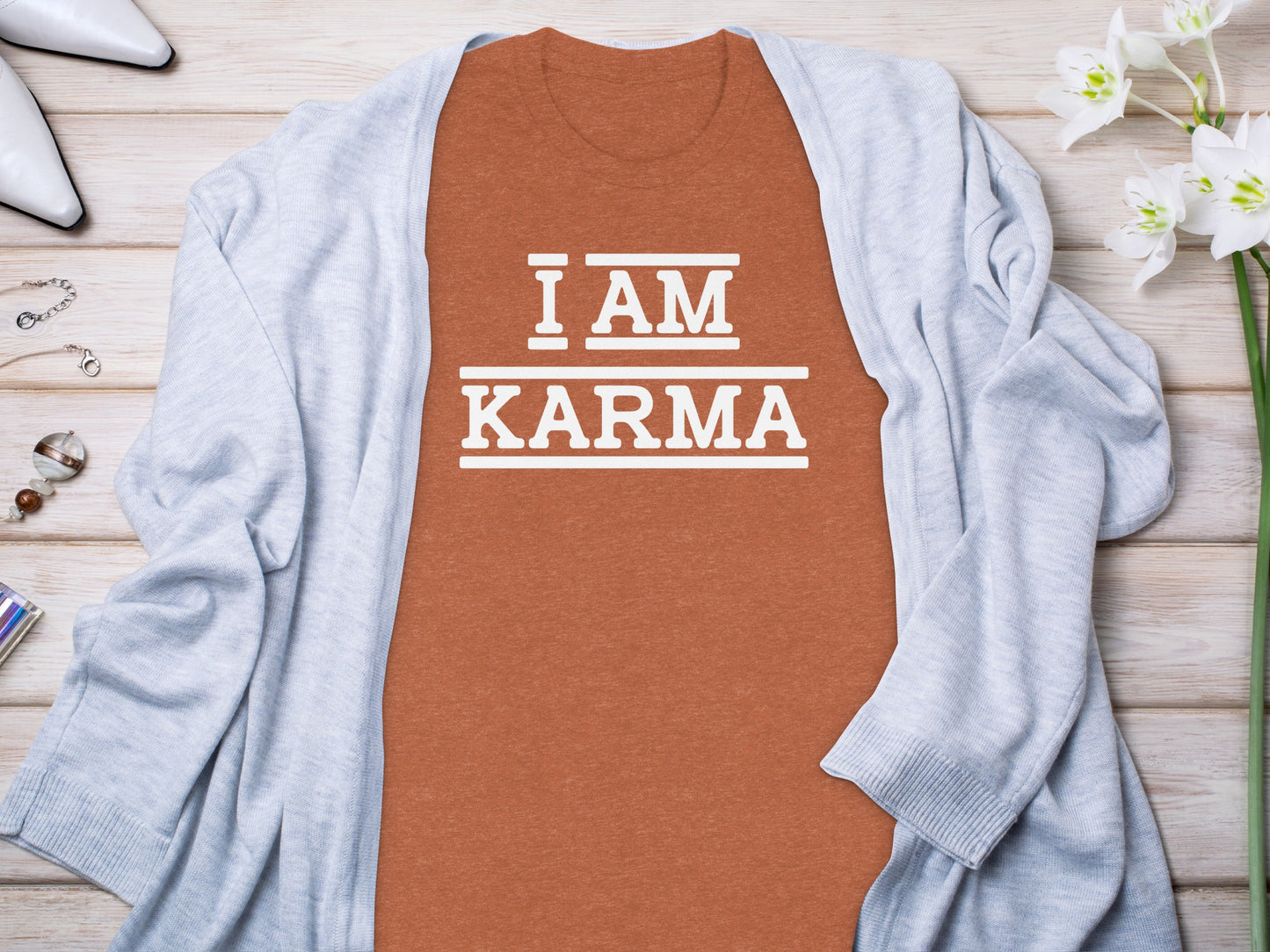 I AM KARMA Printed Statement Shirt Trendy Apparel