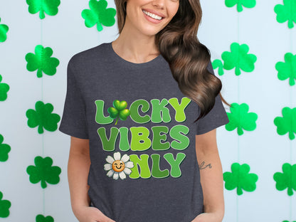 Lucky Vibes Only Clover and Daisy Graphic T-Shirt