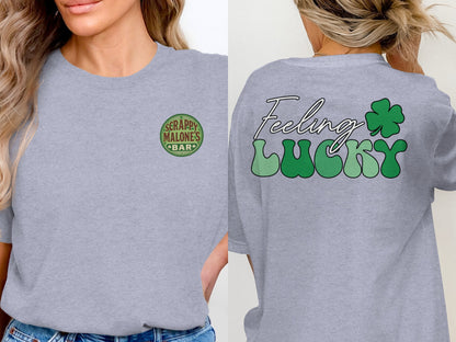 Scrappy Malone's Bar, Irish Pub, Shamrock, Round, Green, Vintage T-Shirt - Scrappy Malone's Bar 100-Proof Humor - Cloud 16 Clothing Co.