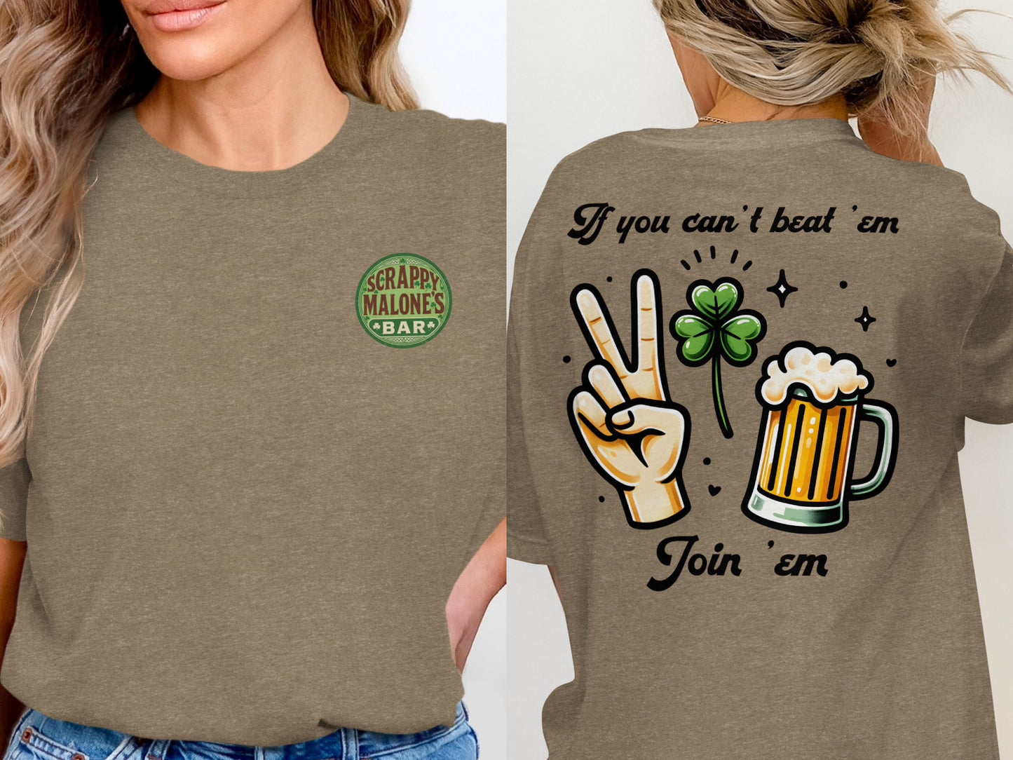 Scrappy Malone's Bar, St Patricks Day, Irish Bar, Shamrock, Retro Pub Sign, Custom Design T-Shirt - Scrappy Malone's Bar 100-Proof Humor - Cloud 16 Clothing Co.