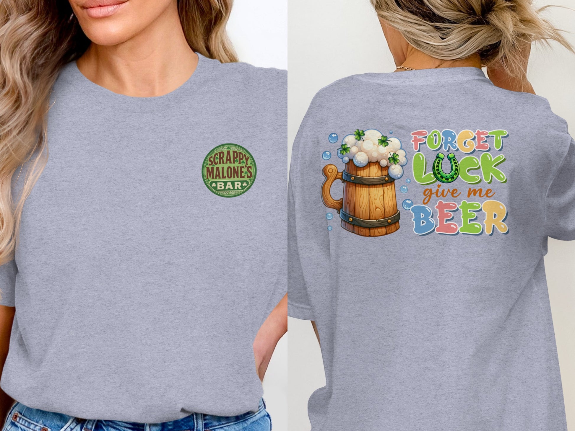 Scrappy Malone's Bar, Irish Pub Sign, Shamrock Decor, St Patricks Day Gift, Home Bar, Man Cave, Bar Decor, Unique Gift Idea T-Shirt - Scrappy Malone's Bar 100-Proof Humor - Cloud 16 Clothing Co.
