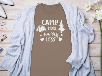 Camp More Worry Less Fun Outdoor Adventure T-Shirt
