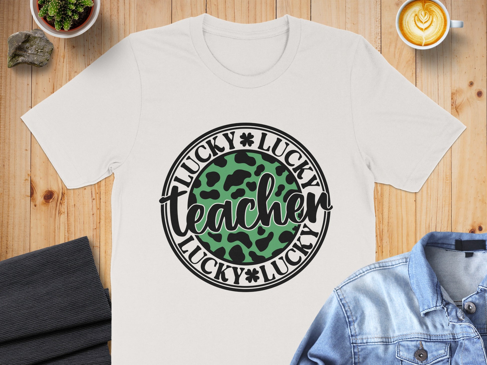 Lucky Teacher Leopard Print Graphic T-Shirt