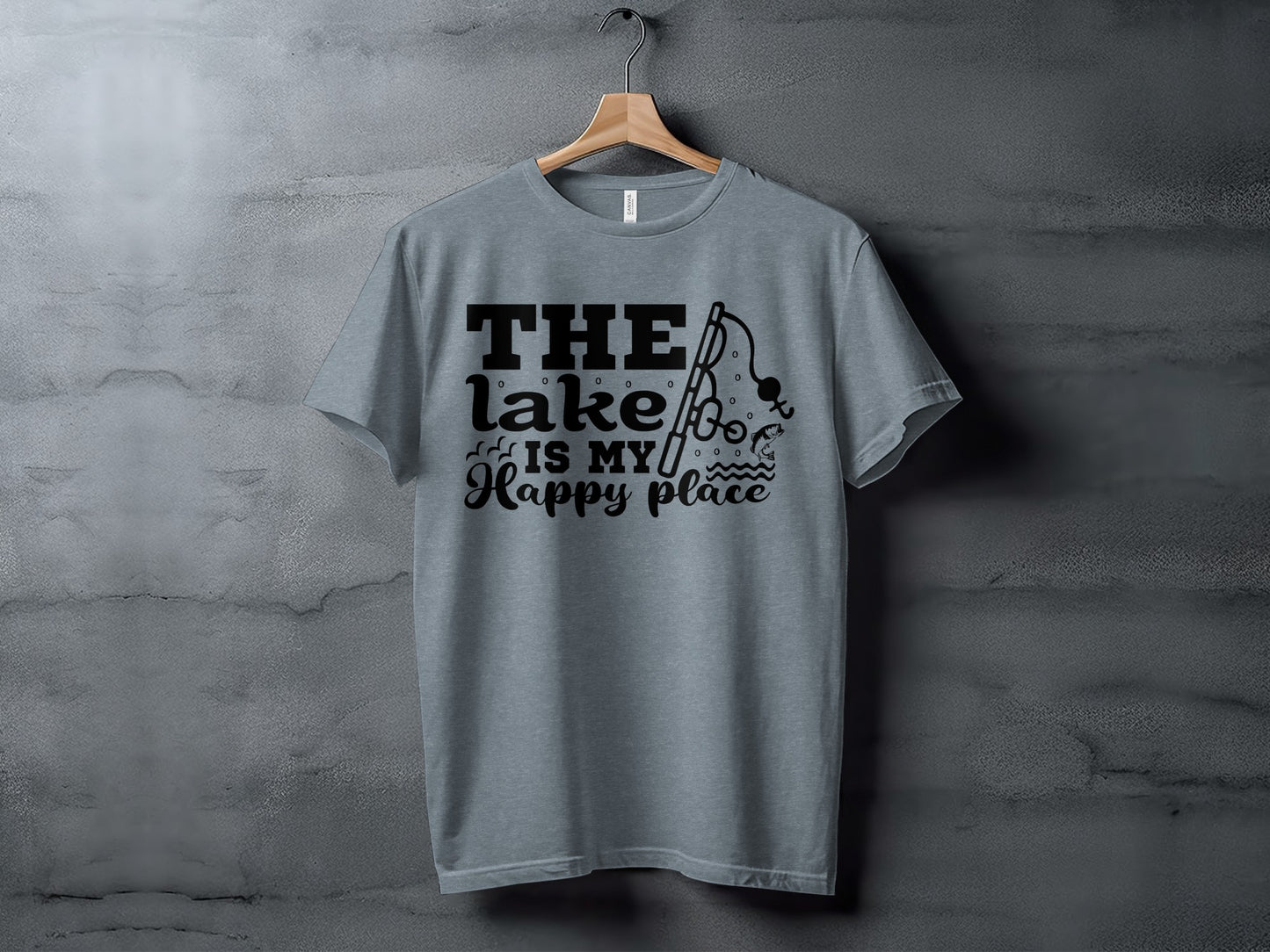The Lake Is My Happy Place Fishing Illustration T-Shirt T-Shirt - Outdoor & Adventure Collection - Mile Marker 16 Gear by Cloud 16 Clothing Co.