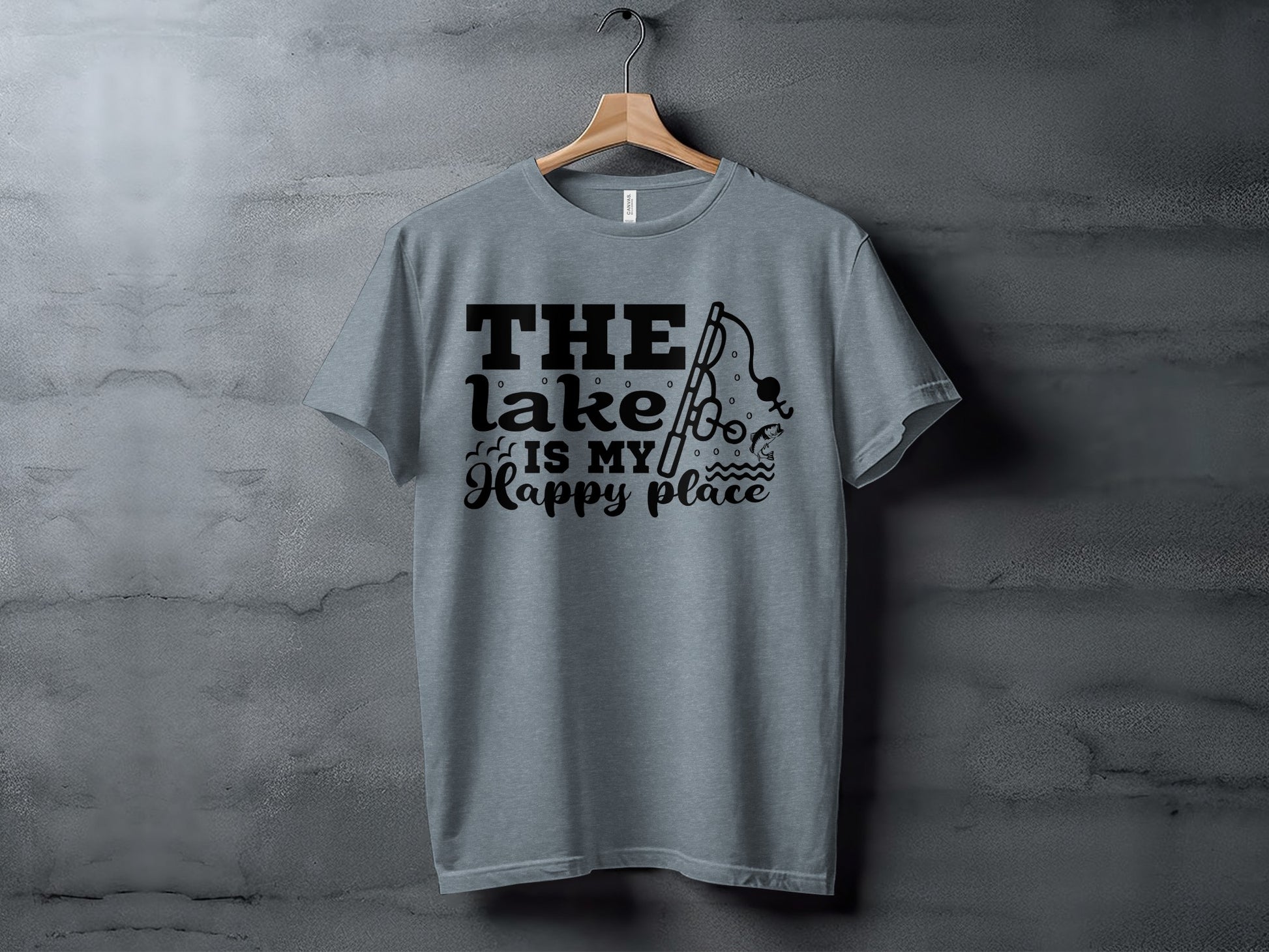The Lake Is My Happy Place Fishing Illustration T-Shirt T-Shirt - Outdoor & Adventure Collection - Mile Marker 16 Gear by Cloud 16 Clothing Co.