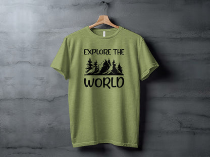 Explore The World Mountain Silhouette Hiking Adventure T-Shirt T-Shirt - Outdoor & Adventure Collection - Mile Marker 16 Gear by Cloud 16 Clothing Co.