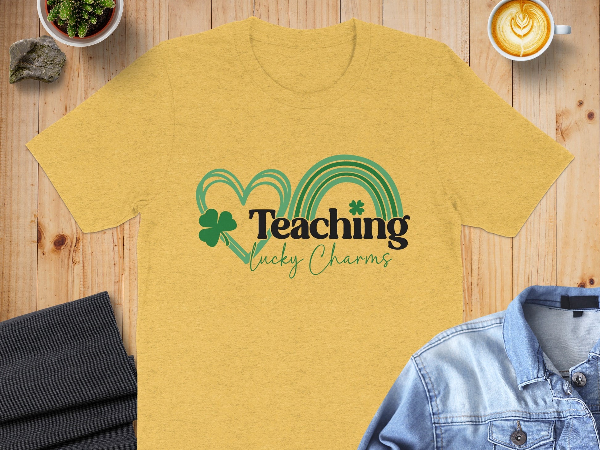 Teaching Lucky Charms Clover Heart Rainbow Shirt