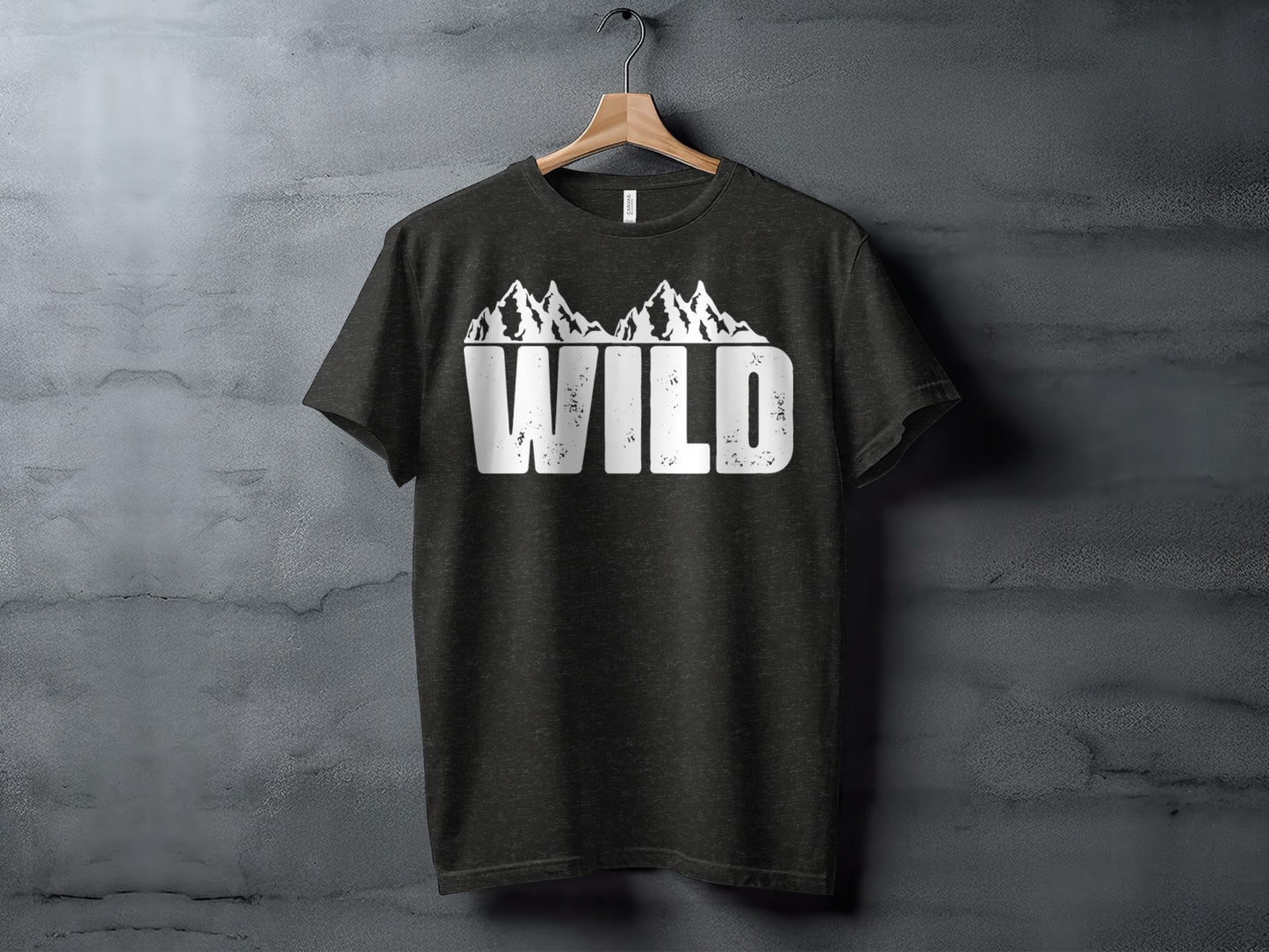 White Wild Text with Mountains Graphic Design T-Shirt T-Shirt - Outdoor & Adventure Collection - Mile Marker 16 Gear by Cloud 16 Clothing Co.