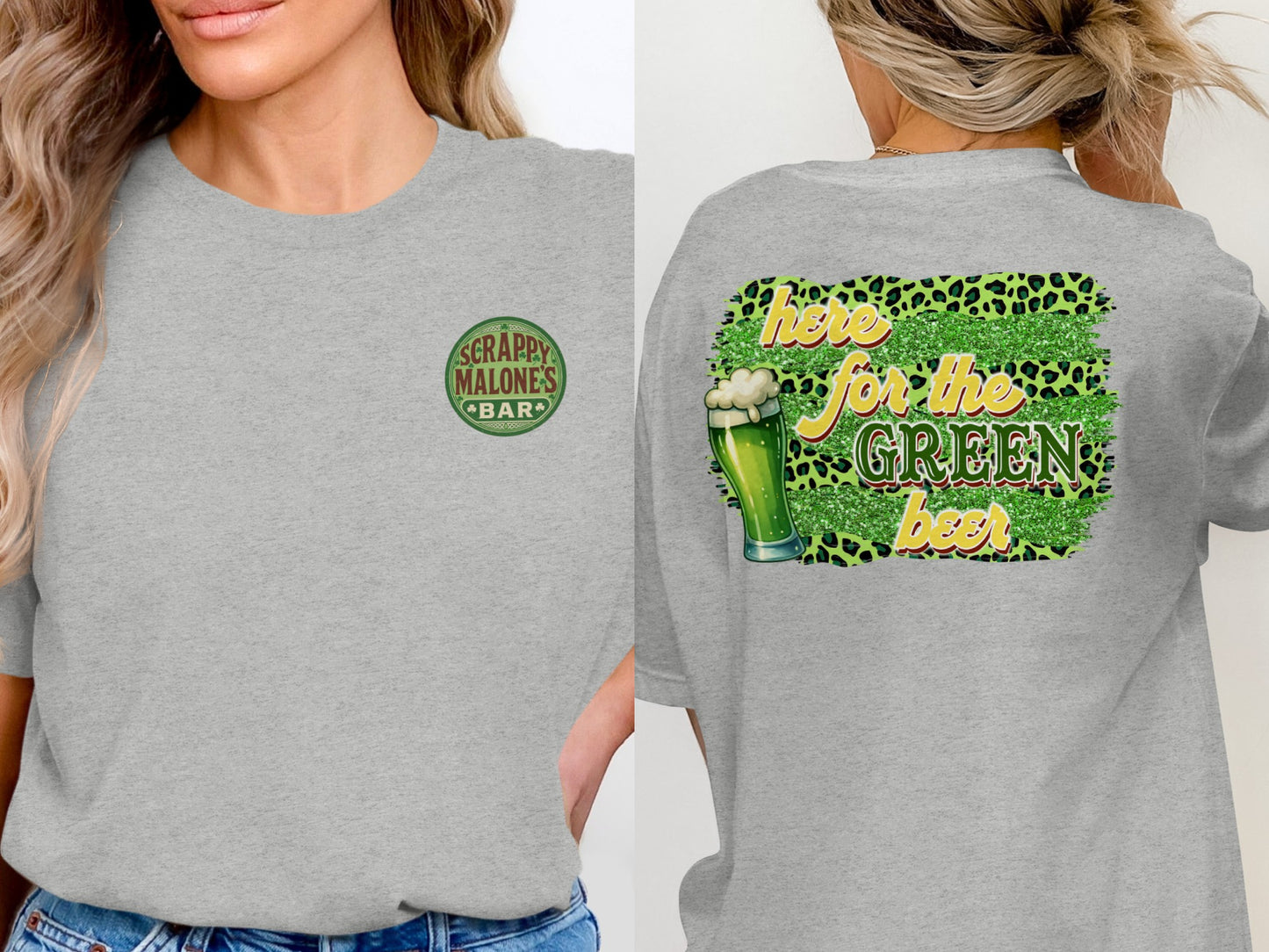 Scrappy Malone's Bar, Irish Pub Design, Clover Shamrock Graphic, Vintage Style Sign, Retro Bar Logo, Gift Idea, St Patrick's Day T-Shirt - Scrappy Malone's Bar 100-Proof Humor - Cloud 16 Clothing Co.