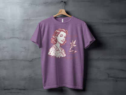 Vintage Style Woman with Fairy Illustration T-Shirt