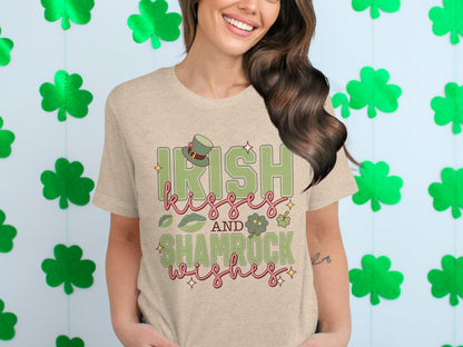 Irish Kisses and Shamrock Wishes Graphic T-Shirt