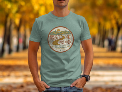 Heritage Heritage Explorer Trail Creek Nomad Tee: Trail Creek Outdoor Supply vintage logo t-shirt with mountains and sun.