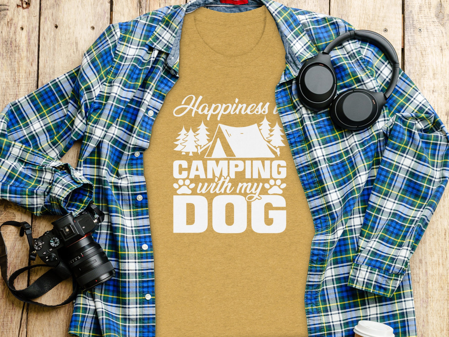 Happiness is Camping with My Dog Awesome Graphic T-Shirt T-Shirt - Outdoor & Adventure Collection - Mile Marker 16 Gear by Cloud 16 Clothing Co.