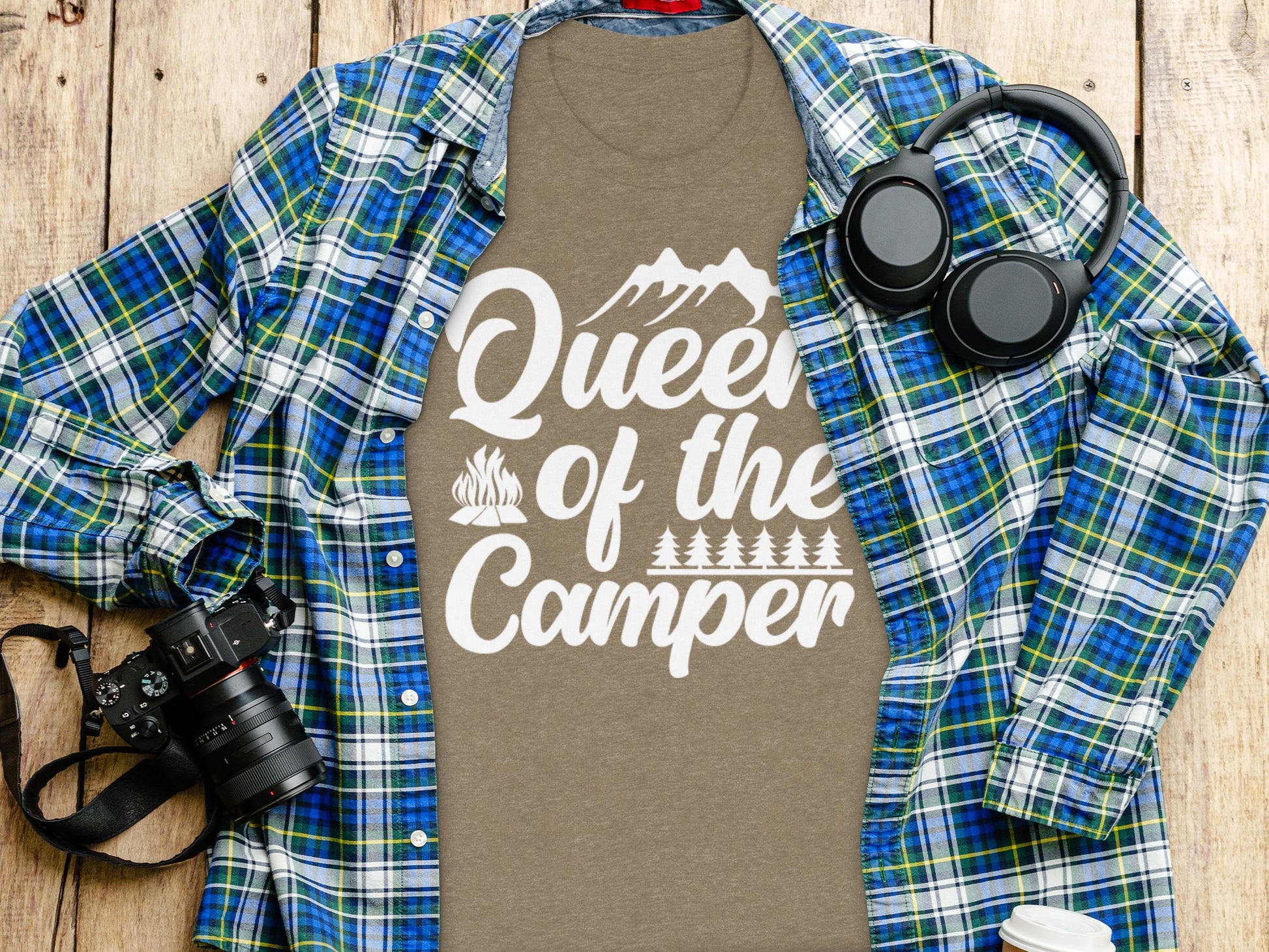 Queen of the Camper Graphic Print Camping Lover T-Shirt T-Shirt - Outdoor & Adventure Collection - Mile Marker 16 Gear by Cloud 16 Clothing Co.