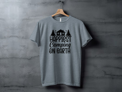 Happiest Camping on Earth Outdoorsy Cabin Life T-Shirt T-Shirt - Outdoor & Adventure Collection - Mile Marker 16 Gear by Cloud 16 Clothing Co.