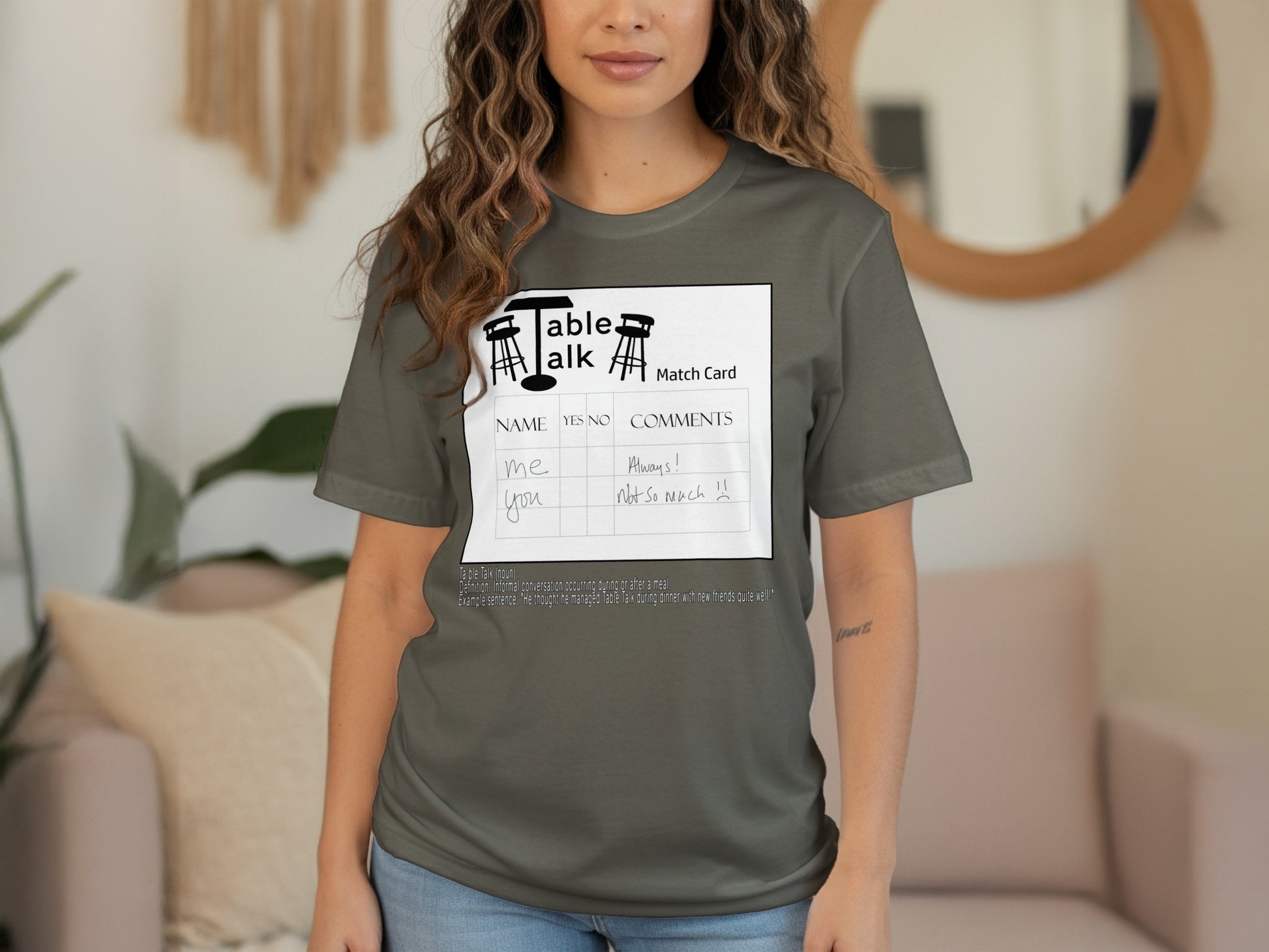 Table Talk Match Card Unisex Graphic Tee Shirt