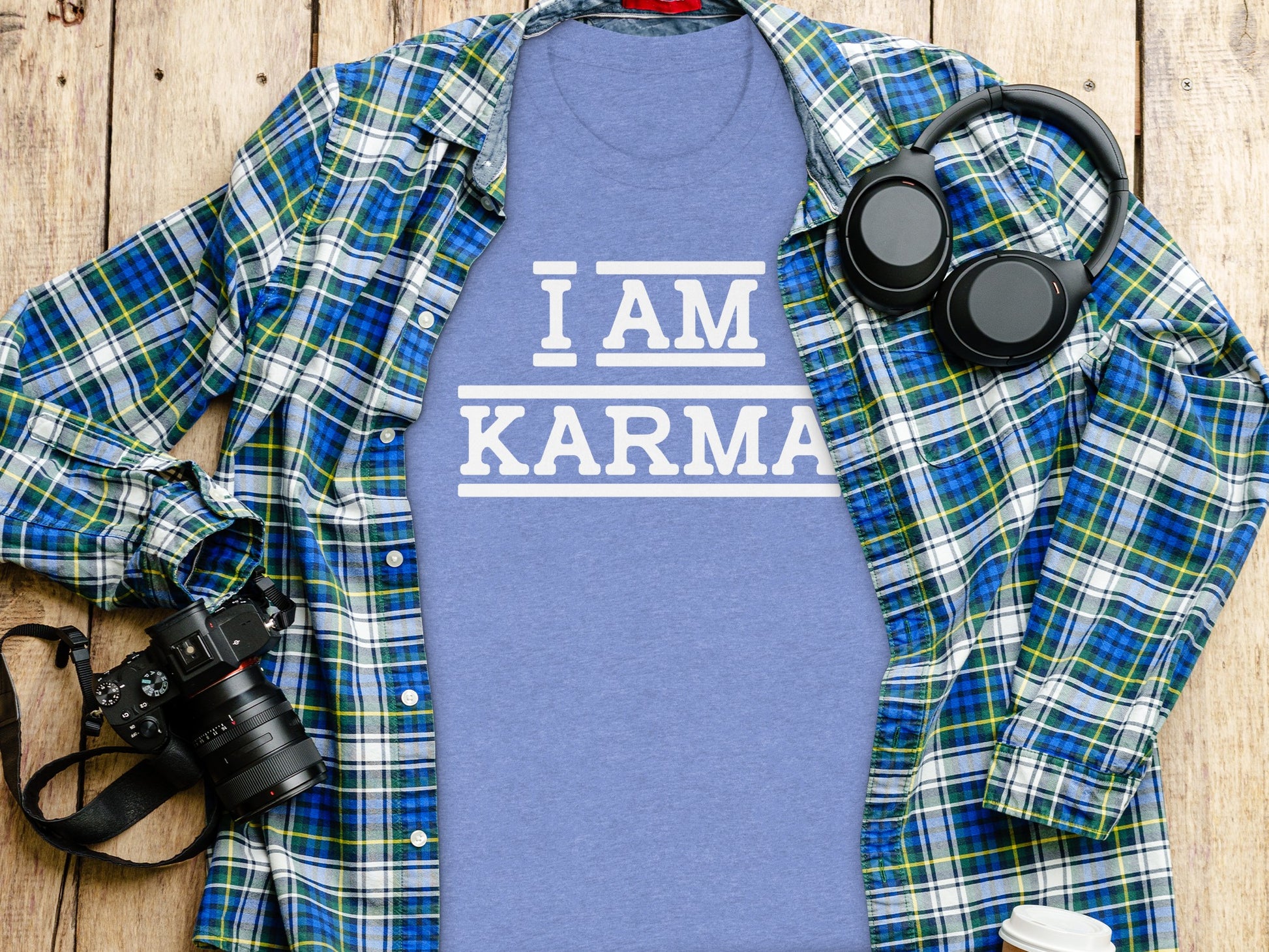 I Am Karma Statement Graphic Tee Shirt