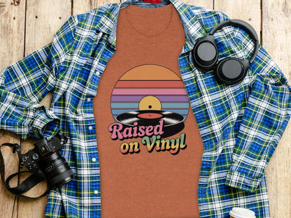 Raised on Vinyl Retro Graphic Tee Shirt Product