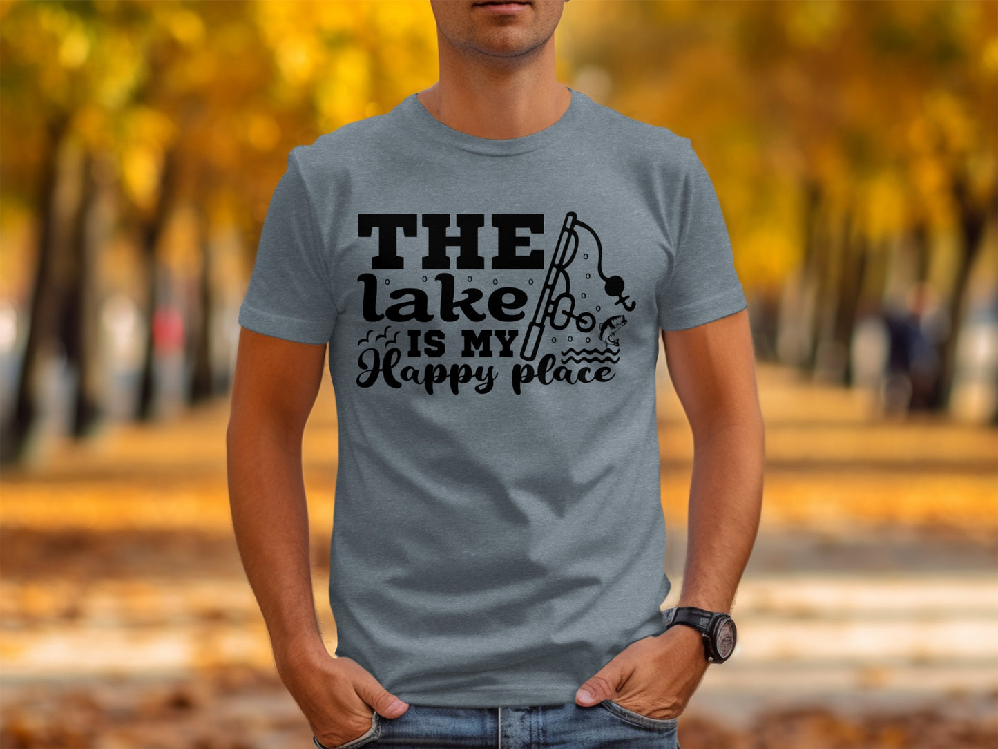 The Lake Is My Happy Place Fishing Illustration T-Shirt T-Shirt - Outdoor & Adventure Collection - Mile Marker 16 Gear by Cloud 16 Clothing Co.