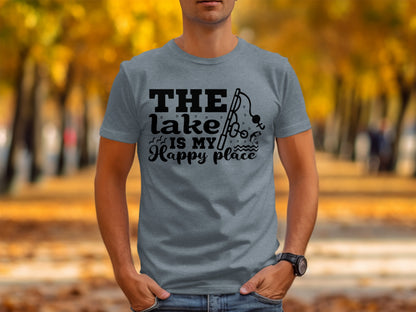 The Lake Is My Happy Place Fishing Illustration T-Shirt T-Shirt - Outdoor & Adventure Collection - Mile Marker 16 Gear by Cloud 16 Clothing Co.