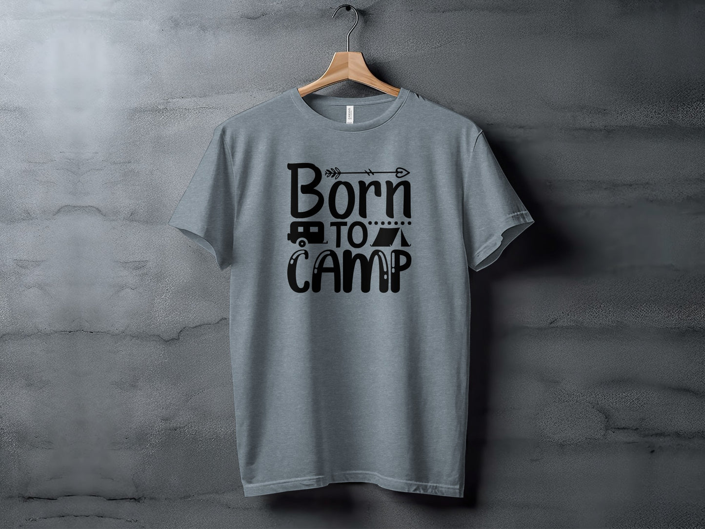 Born To Camp With Tent And Camper Fun Outdoors T-Shirt T-Shirt - Outdoor & Adventure Collection - Mile Marker 16 Gear by Cloud 16 Clothing Co.