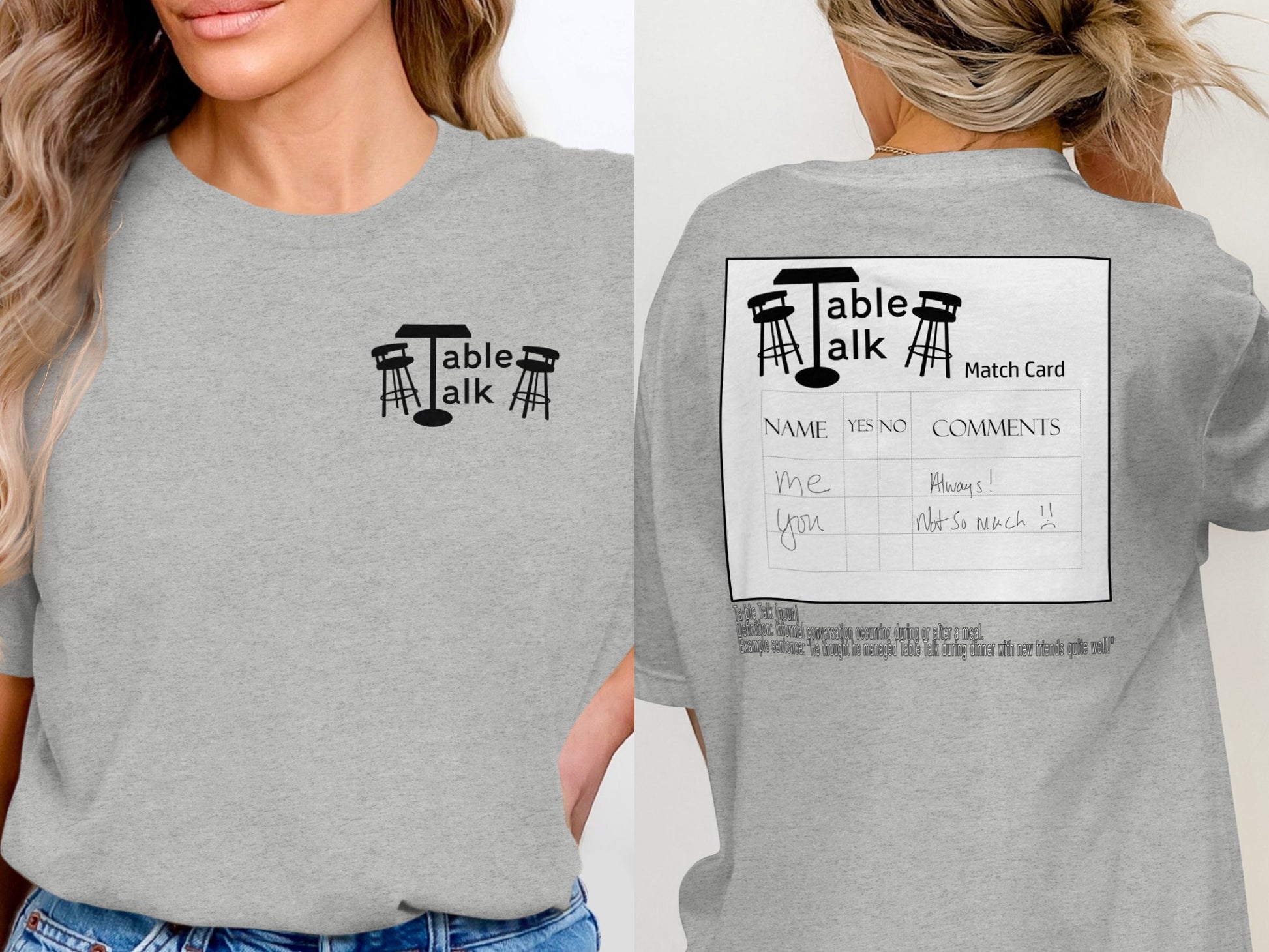 Table Talk Match Card Print Tee Shirt Casual Top