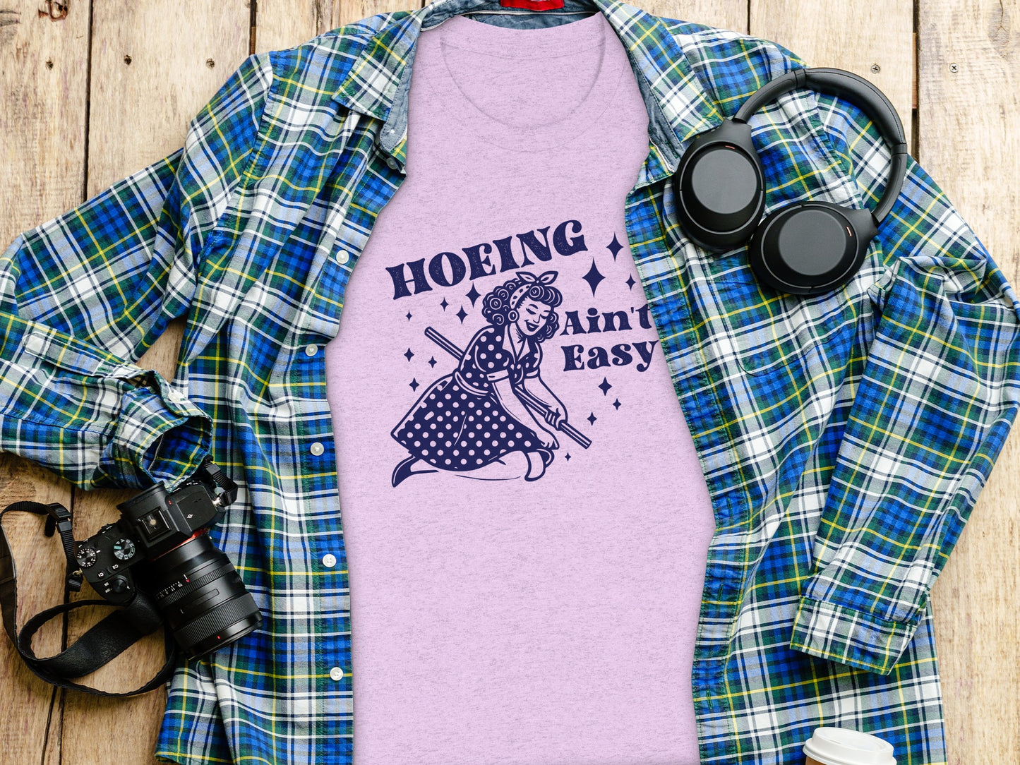 Hoeing Ain't Easy Funny Graphic Tee Shirt Gift