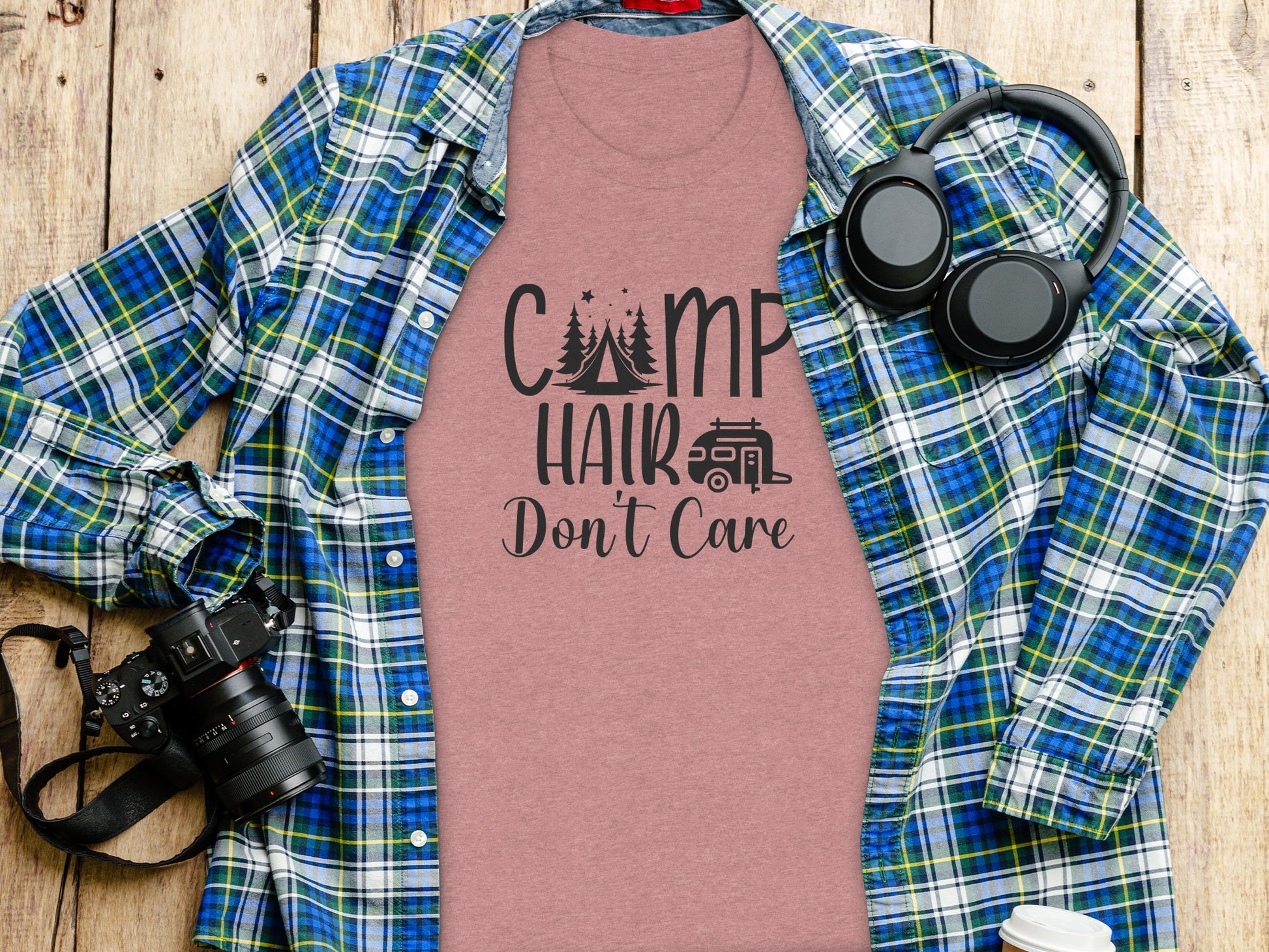Camp Hair Dont Care Camping Summer Vacation T-Shirt T-Shirt - Outdoor & Adventure Collection - Mile Marker 16 Gear by Cloud 16 Clothing Co.