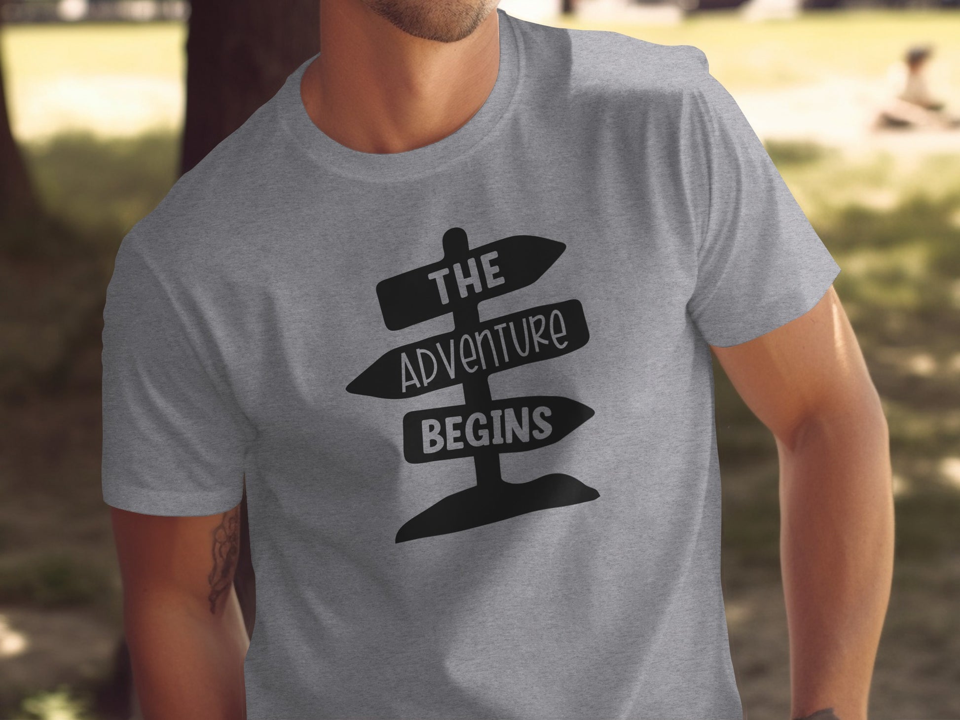 The Adventure Begins Arrow Signpost Graphic T-Shirt T-Shirt - Outdoor & Adventure Collection - Mile Marker 16 Gear by Cloud 16 Clothing Co.