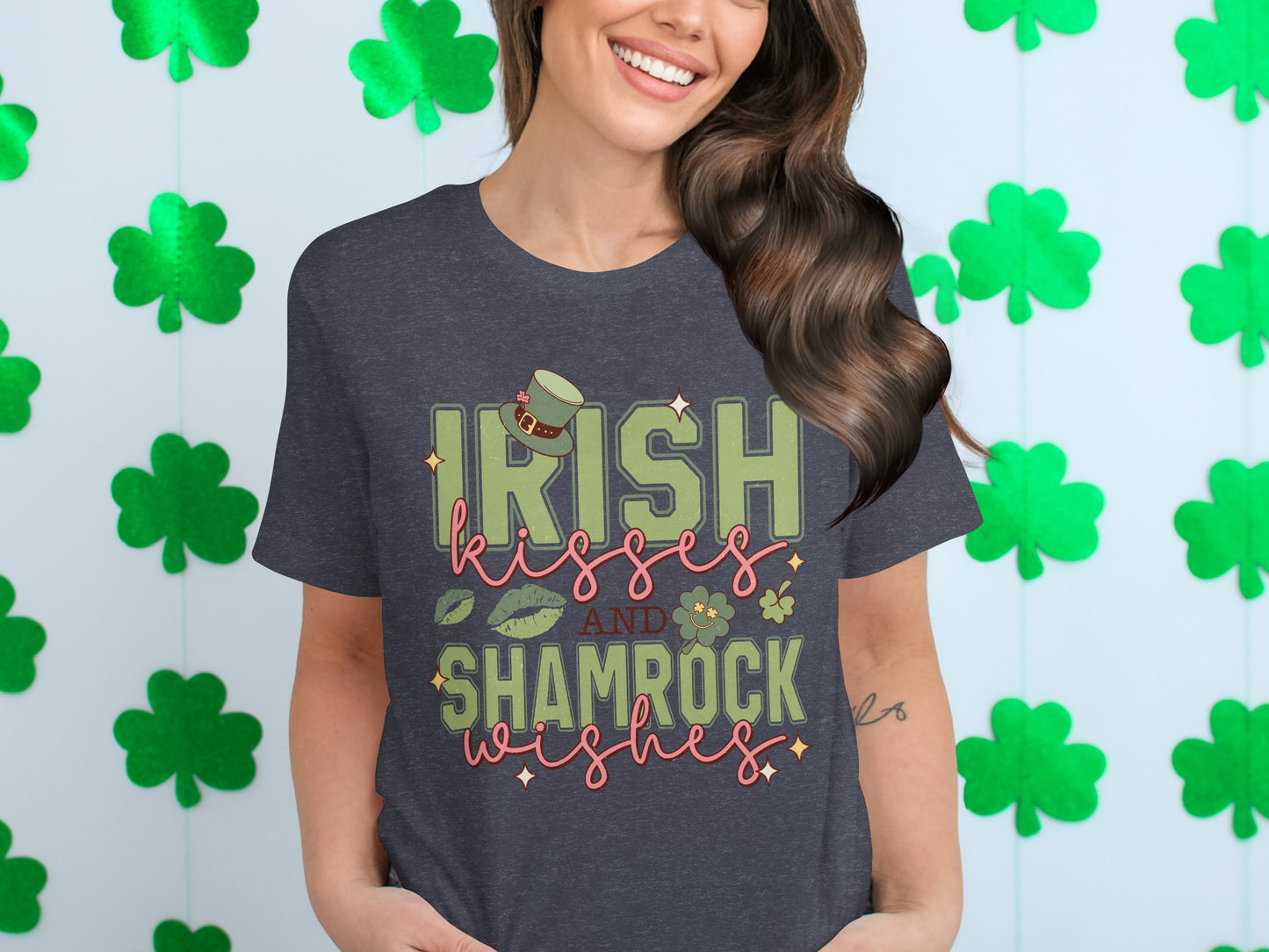 Irish Kisses and Shamrock Wishes Graphic Tee