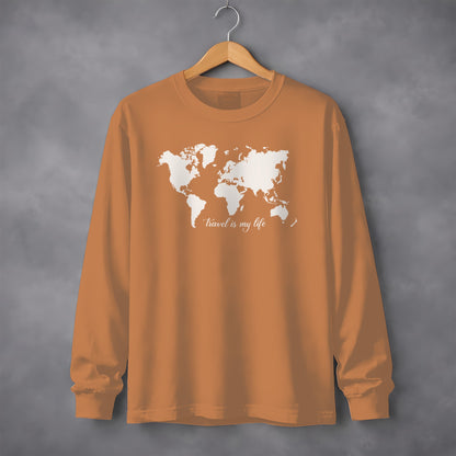 Travel is My Life Long Sleeve Casual Shirt