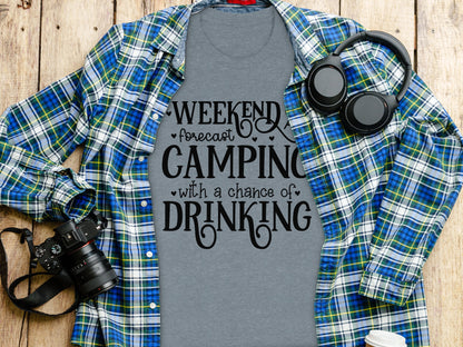 Weekend Forecast Camping With A Chance Of Drinking T-Shirt T-Shirt - Outdoor & Adventure Collection - Mile Marker 16 Gear by Cloud 16 Clothing Co.