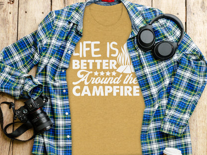 Life Is Better Around The Campfire Graphic Print T-Shirt T-Shirt - Outdoor & Adventure Collection - Mile Marker 16 Gear by Cloud 16 Clothing Co.