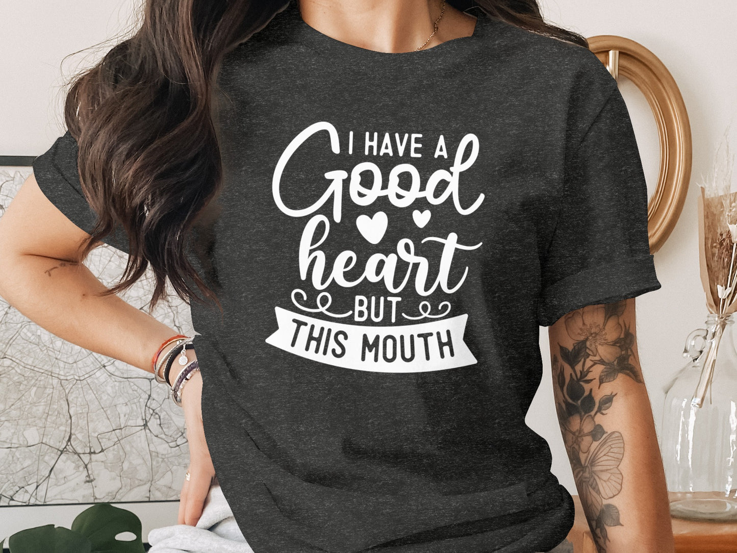 I Have a Good Heart But This Mouth Graphic Tee