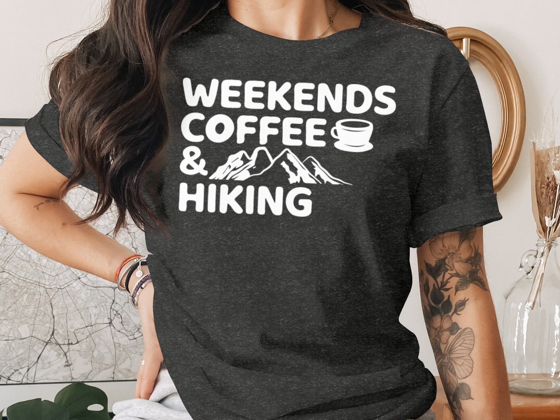 Weekends Coffee And Hiking Graphic Design Funny T-Shirt T-Shirt - Outdoor & Adventure Collection - Mile Marker 16 Gear by Cloud 16 Clothing Co.