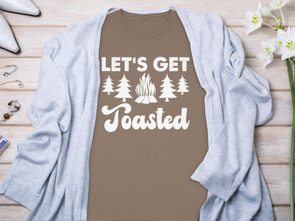 Let's Get Toasted Camping Theme Graphic Tee Shirt