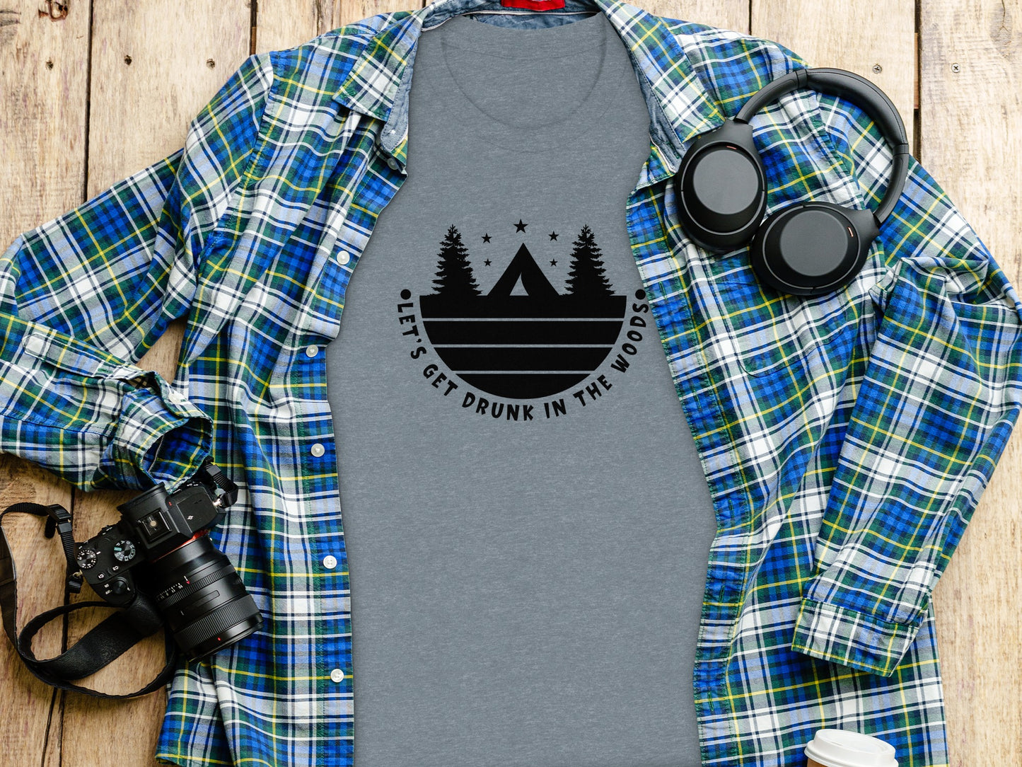 Let's Get Drunk In The Woods Camping Adventure T-Shirt T-Shirt - Outdoor & Adventure Collection - Mile Marker 16 Gear by Cloud 16 Clothing Co.