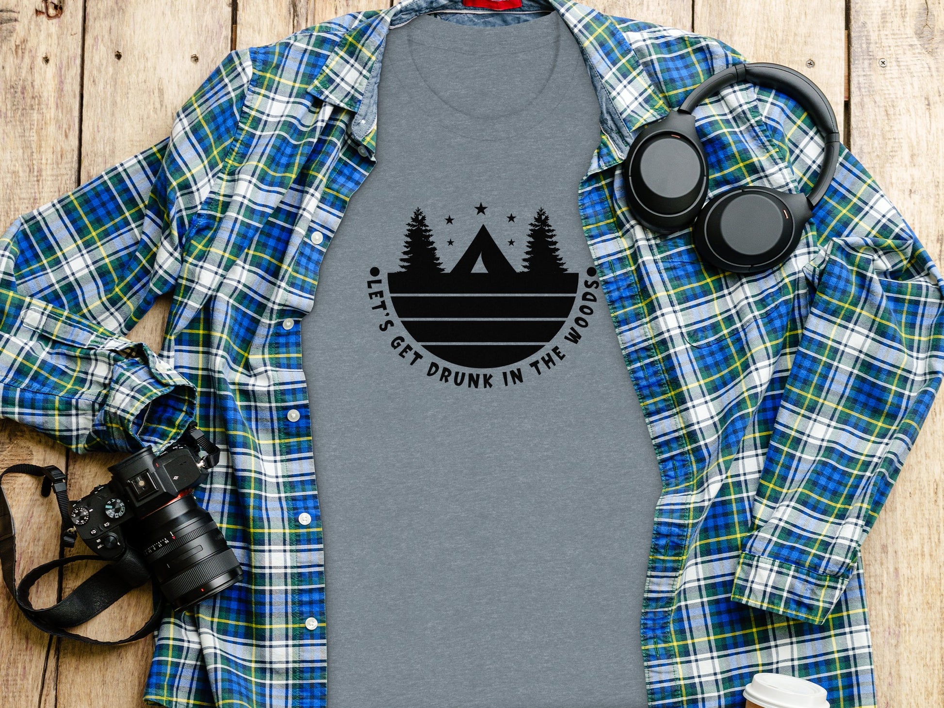 Let's Get Drunk In The Woods Camping Adventure T-Shirt T-Shirt - Outdoor & Adventure Collection - Mile Marker 16 Gear by Cloud 16 Clothing Co.