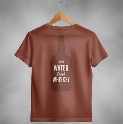 Save Water Drink Whiskey Funny Saying Graphic Bottle T-Shirt T-shirt - Scrappy Malone's Bar 100-Proof Humor - Cloud 16 Clothing Co.