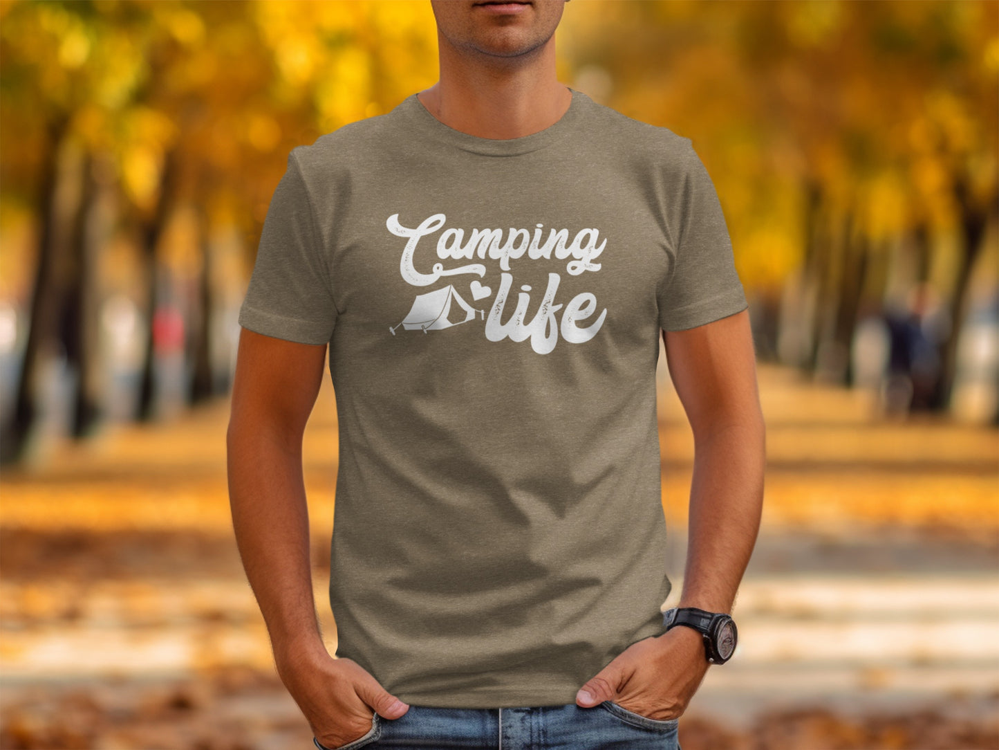 Camping Is Life With Tent And Heart Design T-Shirt T-Shirt - Outdoor & Adventure Collection - Mile Marker 16 Gear by Cloud 16 Clothing Co.