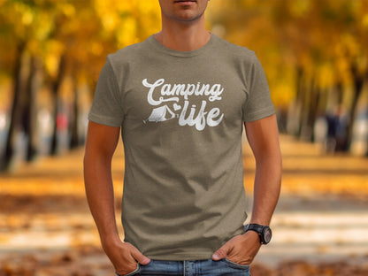 Camping Is Life With Tent And Heart Design T-Shirt T-Shirt - Outdoor & Adventure Collection - Mile Marker 16 Gear by Cloud 16 Clothing Co.